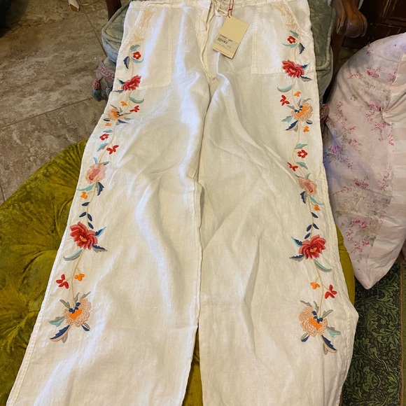 Johnny Was Pants - Johnny Was White Drawstring Pants